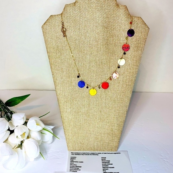Multi Color Dangle 18” Disk Gold Filled Necklace With Toggle Closure NWT! - Picture 4 of 6